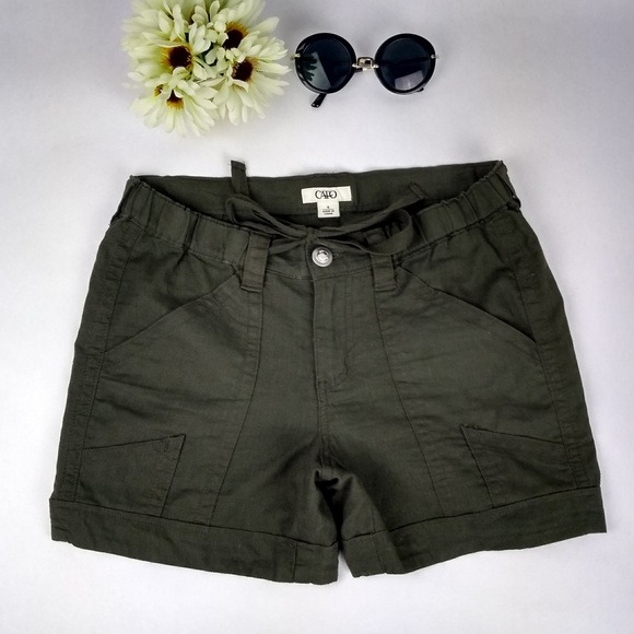 Cato Pants - {Cato} Linen Cotton BlendShorts Olive Green Size 4